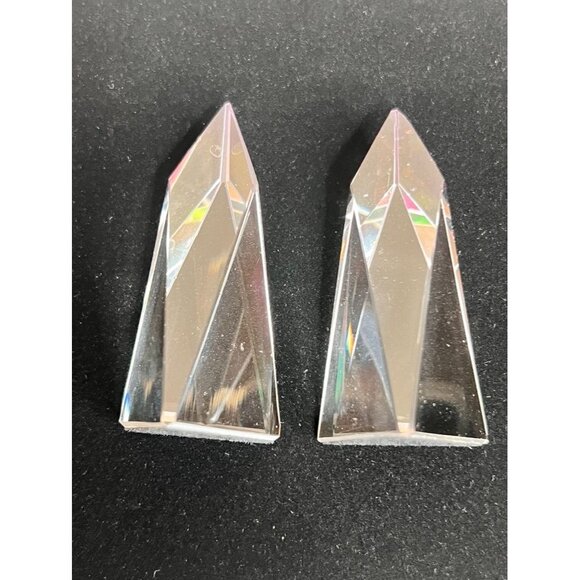 Colorful Crystal Prism Small Obelisks Set Of 2 Rainbow Reflective READ HAS CHIPS - Picture 8 of 14